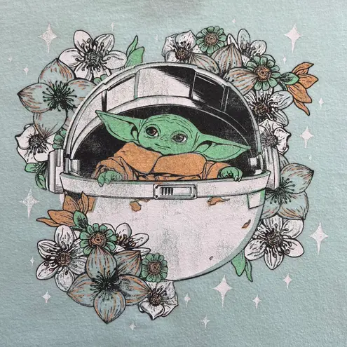 Star Wars The Mandalorian Floral Baby Yoda Grogu T-Shirt Size Large