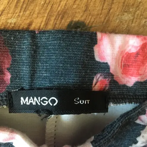 Mango  suit pink roses knit Capri pants