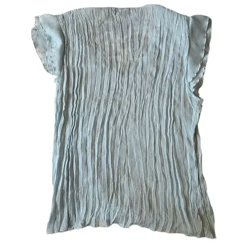 Y2K sequin trim crinkled chiffon cap sleeve top Blue Size L