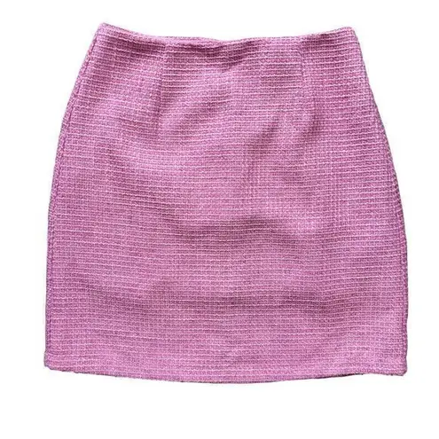 Pink Lily  Women's Zipper Back Closure Rayon Lined Pink Tweed Pencil Skirt Size S