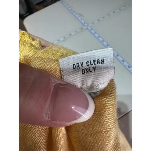 Vintage Sabby Anand Pashmina Wool & Silk Buttery Yellow Fringed Wrap Scarf