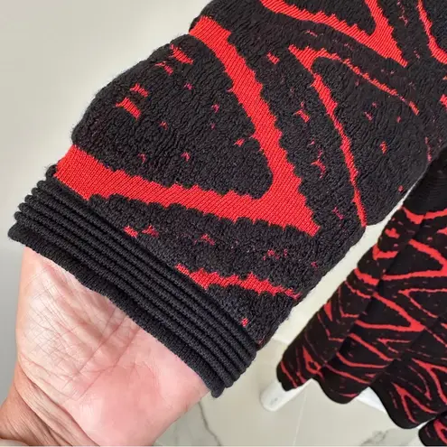 Taylor Fit and Flare Black and Red Geometric Long Sleeve Sweater Dress Size L Size L