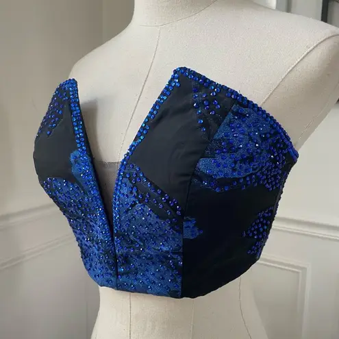 Ellie Wilde Formal Bandeau Crop Top Bustier Cobalt Blue Black 4
