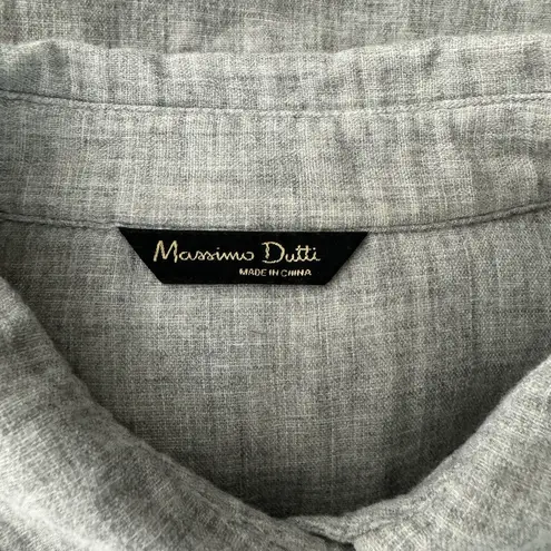 Massimo Dutti Shirt Women Medium Gray Button Up Neutral Office Career Minimalist