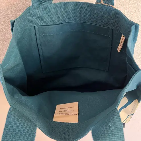 Barnes & Noble Canvas Tote Bag Teal 14" Shopper Book Bag Durable Reusable NEW Blue