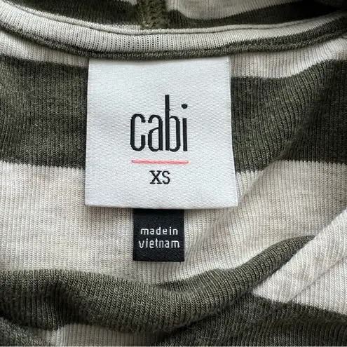 CAbi  Playoff Ivory & Green Stripe Ling Sleeves Hoodie Style #3995