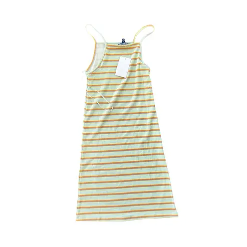 Freshman 1996 XS Striped Ribbed Tank Dress Sleeveless Casual Summer Orange