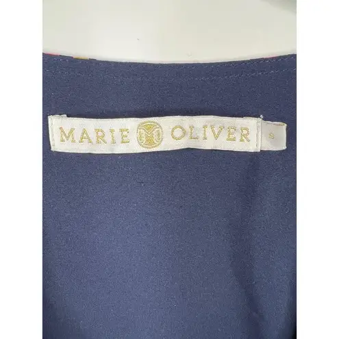 Marie Oliver Colorful Print V Neck Short Sleeve Shift Dress Size S Silk