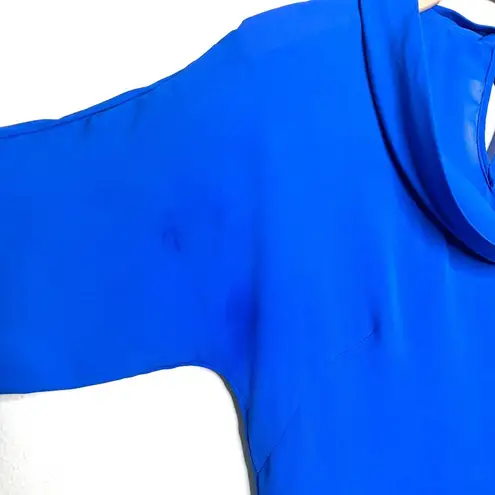 Jenni Kayne Silk Drape Neck Cropped Blouse in Royal Blue Size S