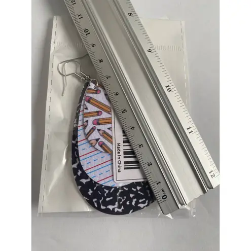 Handmade Water‎ drop shape 3 layer faux leather light weight teacher dangle earrin…