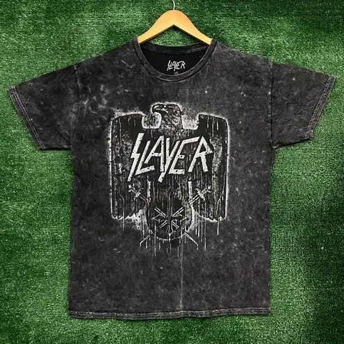 Slayer Silver Eagles Thrash Metal Band Mineral Wash Tee L