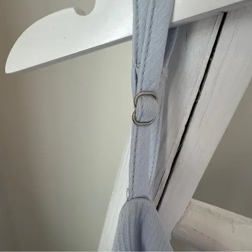 Rumor Light Blue Belted Flared Ruffle Bottom Mini Dress SZ Small