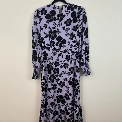 Who What Wear  | Floral Black and Purple Long Sleeve Dress Size Small Maxi
