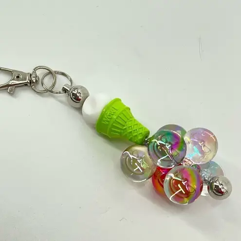 Keychain purse charm Beaded Keychain For Women, Silicone bead ice cream cone bal Green
