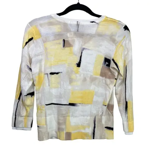 White House | Black Market  Zipper Stretch Light Weight Cardigan S Yellow White Blk