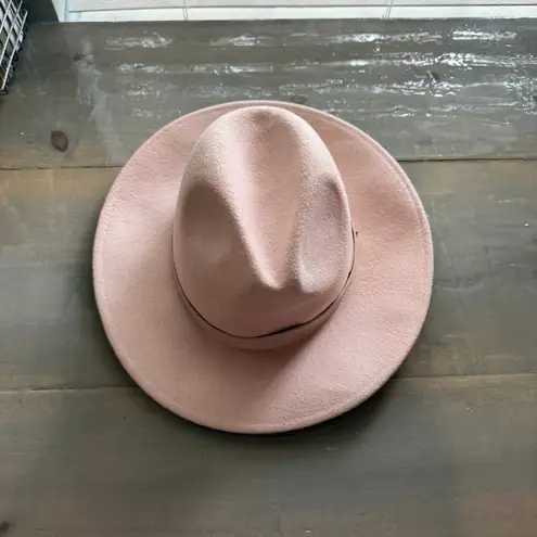 Free People  Light Sand Wythe Leather Band Felt Hat Sz O/S NWT