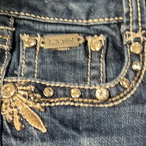 L.A. Idol Bling USA Y2K Bootcut Juniors Cropped Jeans Pocket Size 1 Blue