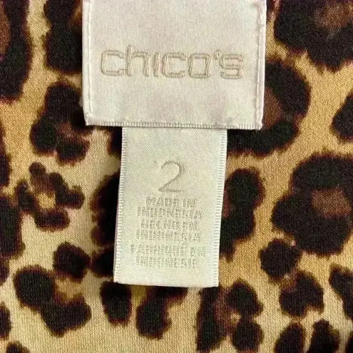 Chico's  tunic top‎ leopard print crewneck tie front slouchy. Large