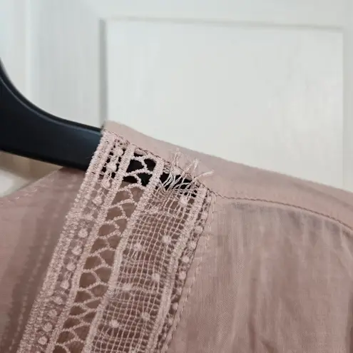 HOPE Collection Blush Lace Detail Blouse Bell Sleeves Cottagecore Boho Feminine Pink Size L
