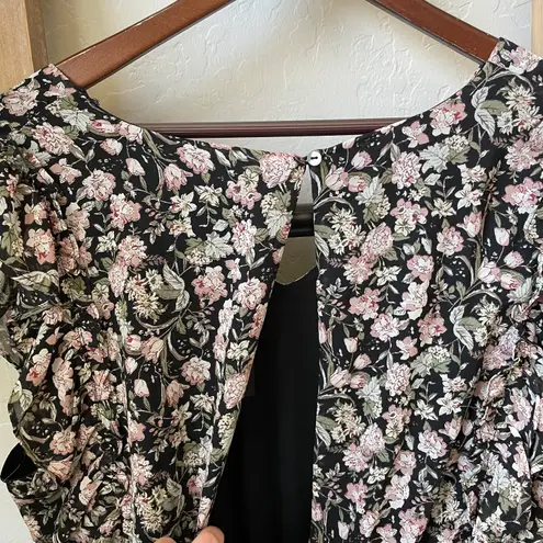 She + Sky Black Floral Playsuit Romper Size L