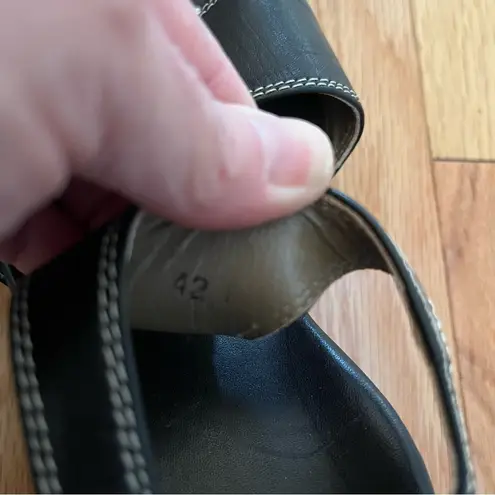 Anyi Lu Lolita Black Leather Buckled Low Wedge Sandal Shoe