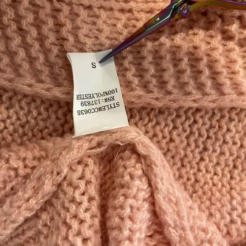 NWT Luna + Ivy Anthropologie Size S Pink Knit Cardigan 3D Appliqué Cherries