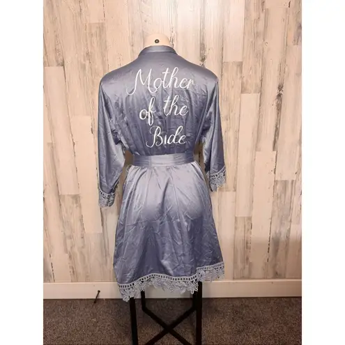 Mother of the Bride Blue Satin Lace Trim Robe Size undefined