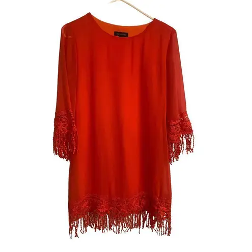 Jodi Kristopher  red orange size small dress lace fringe