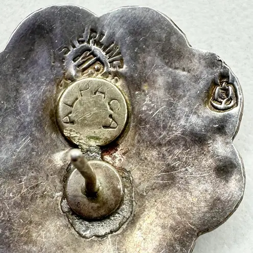 Vintage Alpaca Mexico Sterling Silver 925 MR Abalone Flower Earrings ✨