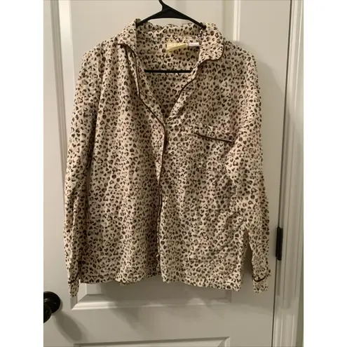 Meg & Lilly Women's Leopard Print 2pc Pajama Pant Set Top & Pants Size Large