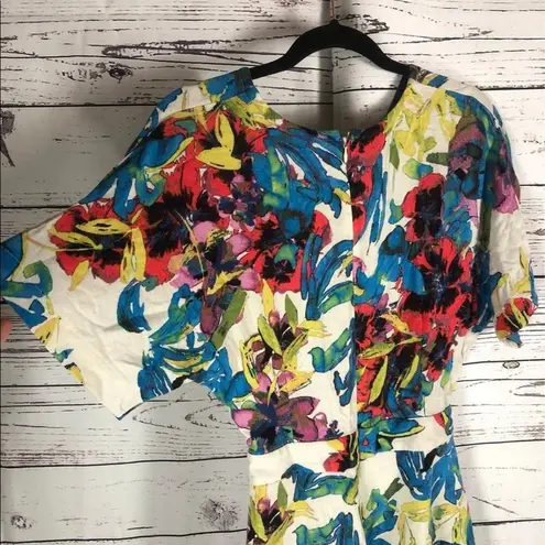 Rachel Roy Womens Floral Blue open back Romper Jumpsuit size 4