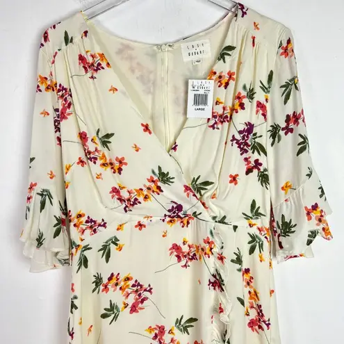Lost + Wander NWT Regina Floral Wrap Minidress Creme Multi Size Large L EUC D212