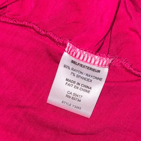 Chic Zippered Hot Pink Blouse with Zipper Shoulders & Front Gathered Middle L Size L