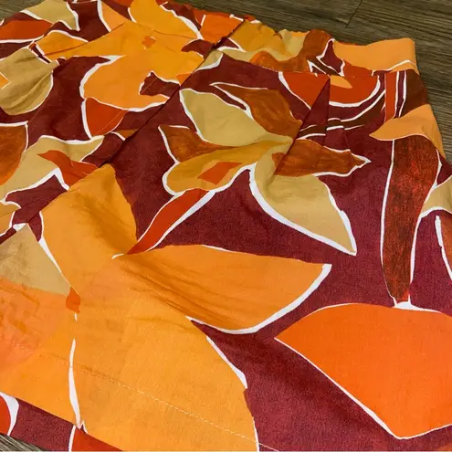 ZARA  Tropical Orange and Red Floral High Waist Shorts