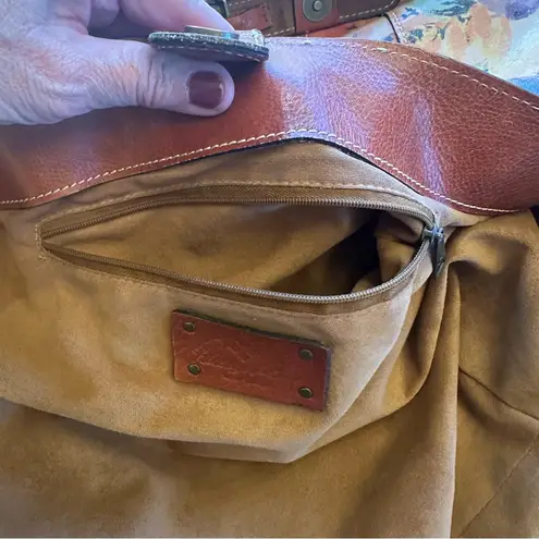 Patricia Nash Large Floral Italian Leather Hobo Shoulder Bag