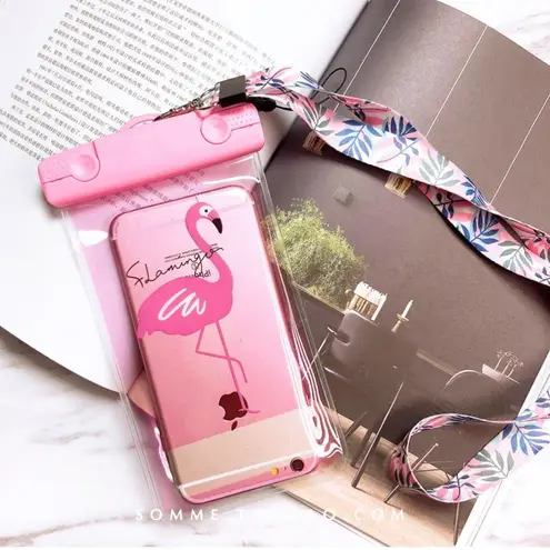 Pink waterproof phone case