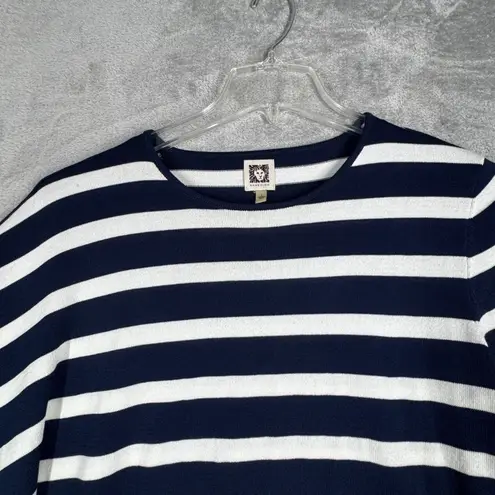 Anne Klein  Sweater Striped Poncho Top Asymmetric Knit Pullover‎ Nautical Large