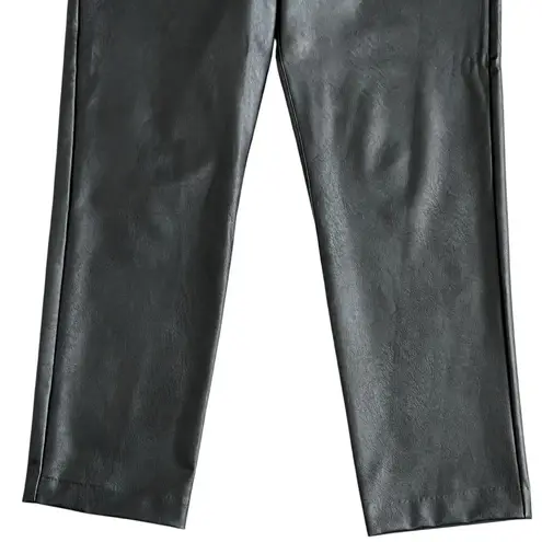 Spanx  Vegan Leather Slim Straight Luxe Pants Women’s Size L Black Pull On