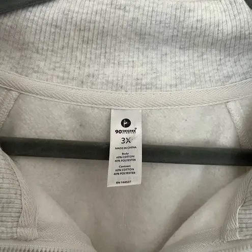 90 Degree by Reflex Size 3x Women’s Quarter Zip Pullover Sweatshirt Light Gray