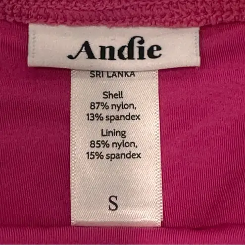 ANDIE Amalfi One Piece Swimsuit Textured Scoop Neck Pink Small Beachy Barbie