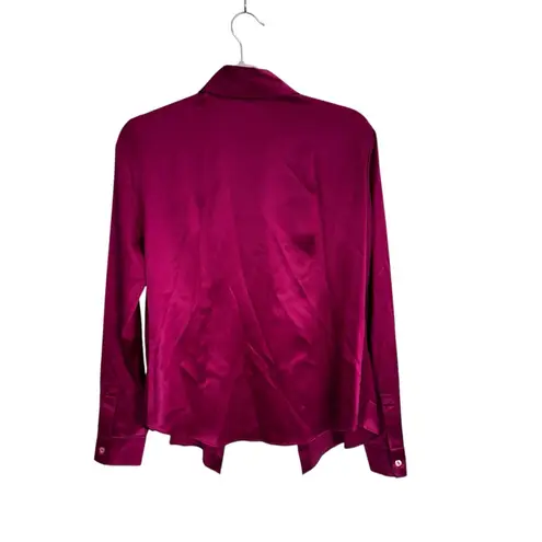 Lafayette 148 New York 100% silk ruffle blouse in fuschia pink EUC Size 6