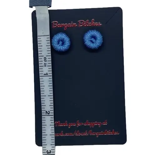 New blue retro crochet button earrings metal stud earrings summer earrings