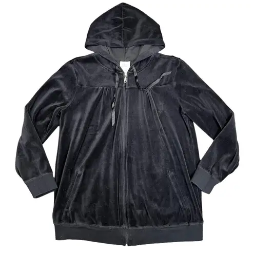 Motherhood Maternity Oh Baby Motherhood Womens Hoodie Velvet Velour Maternity Full Zip Black Large