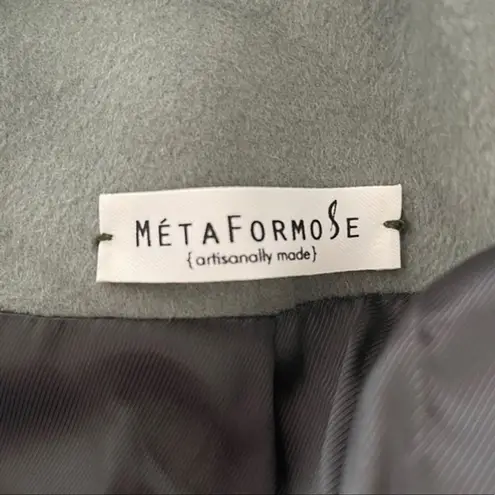 Metaformose Artisanal Coat Women Medium Green Midi Length Double Snap Minimalist