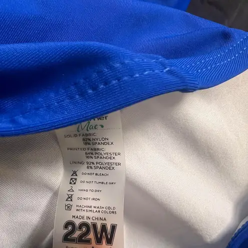 Summer Mae Two Piece Tankini with Shorts Set Swimsuit Plus Size 22W Blue NWT