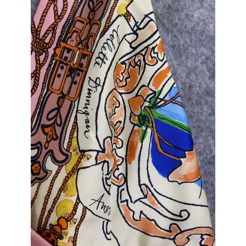 Collette Dinnigan 100% Silk Multicolor Print Sleeveless Dress Size 4 Designer Tan