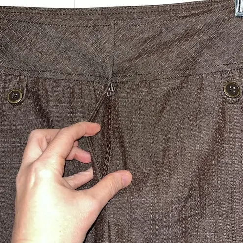 Dressbarn Brown Stretch Textured Cotton Wide Leg High Rise Pants Women’s 10