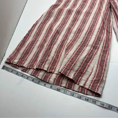 Bryn Walker  Ella Red White Striped Wide Leg Cropped Linen Pant Womens Size Small