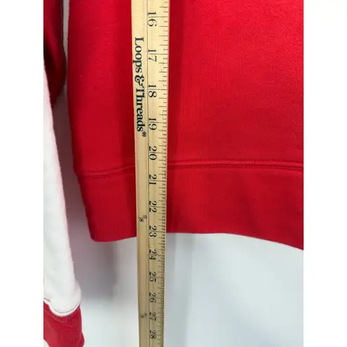 Evereve Mika Colorblock Pullover Sweatshirt XL Red Cream Cozy Athleisure