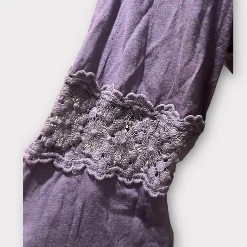 KyeMi NWT Purple Long Sleeve Blouse Crochet Detailing Bell Sleeves